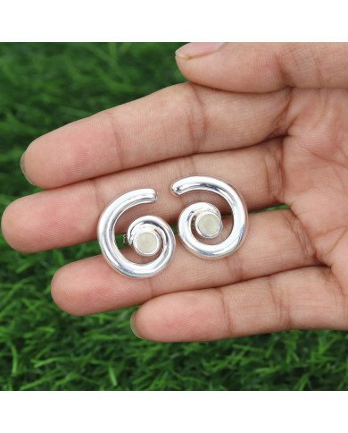 Prehanite Spiral Shape Studs | 925 Sterling Silver Handcrafted 5mm Round