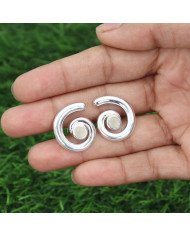 Prehanite Spiral Shape Studs | 925 Sterling Silver Handcrafted 5mm Round