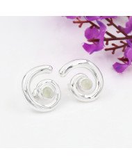 Prehanite Spiral Shape Studs | 925 Sterling Silver Handcrafted 5mm Round