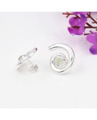 Prehanite Spiral Shape Studs | 925 Sterling Silver Handcrafted 5mm Round