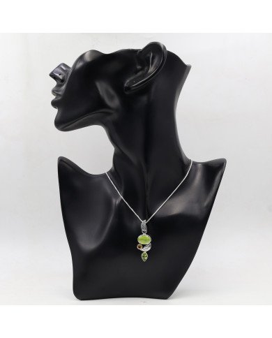 Idocrase Pendant with Peridot & Citrine | 925 Silver Handmade Jewelry