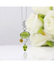 Idocrase Pendant with Peridot & Citrine | 925 Silver Handmade Jewelry
