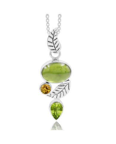 Idocrase Pendant with Peridot & Citrine | 925 Silver Handmade Jewelry