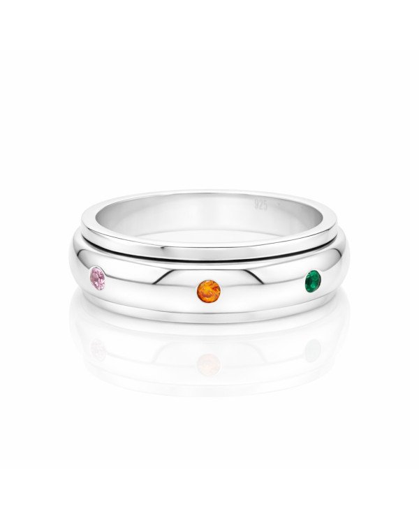 925 Silver 7 Chakra Spinner Ring | Fidget Worry Anxiety Jewelry