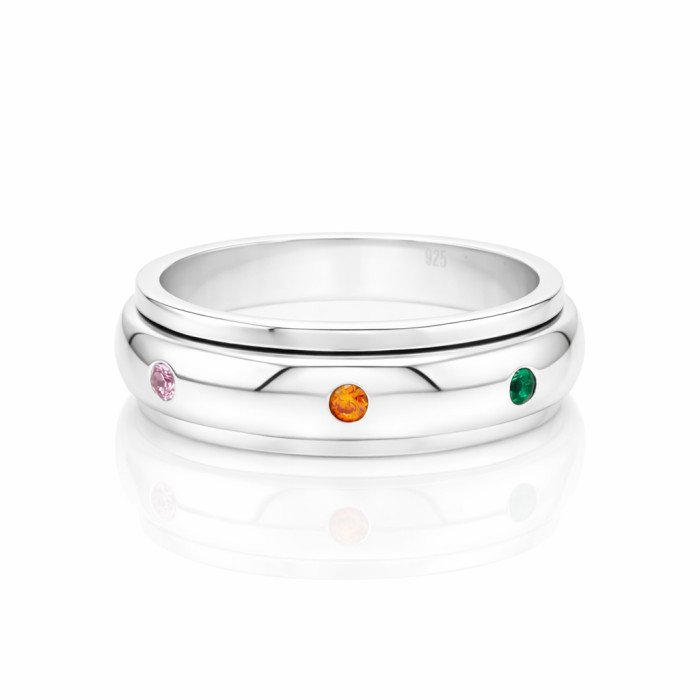 925 Silver 7 Chakra Spinner Ring | Fidget Worry Anxiety Jewelry