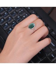 Malachite gem ring 925 sterling silver ring solitaire silver ring.