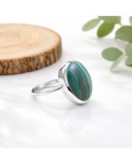 Malachite gem ring 925 sterling silver ring solitaire silver ring.