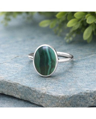 Malachite gem ring 925 sterling silver ring solitaire silver ring.