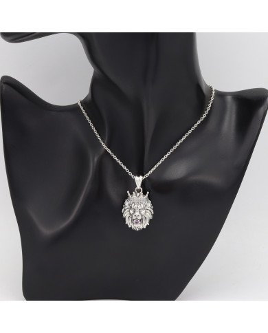 Amethyst Lion Pendant in 925 Sterling Silver – Handmade Men’s Jewelry