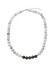 Bloodstone Beads Necklace with Howlite | 925 Sterling Silver