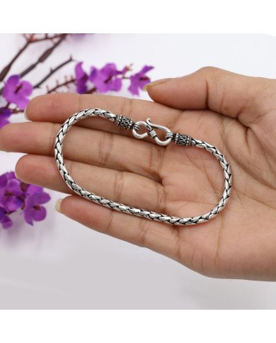 925 Sterling Silver Braided Chain Bracelet | Handmade Jewelry