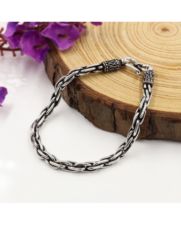 925 Sterling Silver Braided Chain Bracelet | Handmade Unisex Jewelry