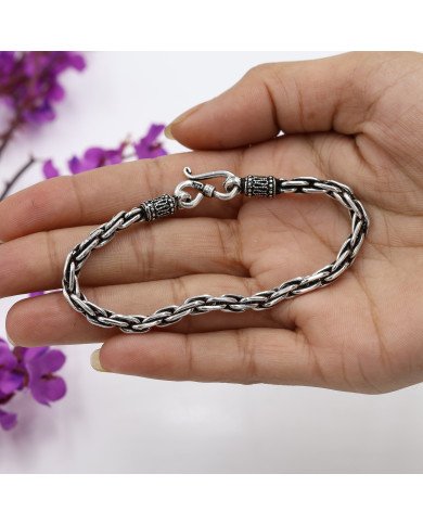 925 Sterling Silver Braided Chain Bracelet | Handmade Unisex Jewelry
