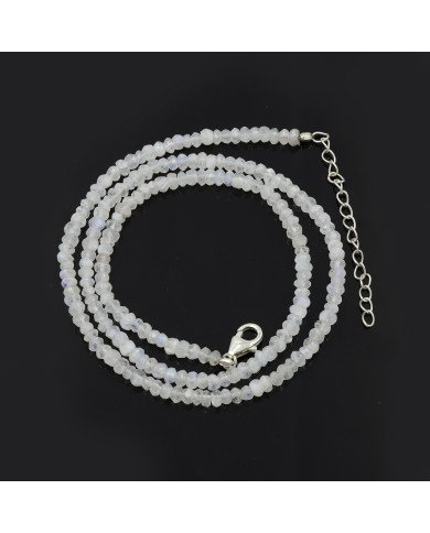 Moonstone Beads Gemstone 925 Sterling Silver Necklace| Jewels Artisan