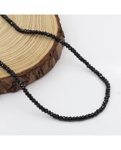 Black Spinal Gemstone Sterling Silver Beads Necklace| Jewels Artisan.
