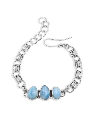 Larimar Bracelet | 925 Sterling Silver Handmade Gemstone Chain Jewelry
