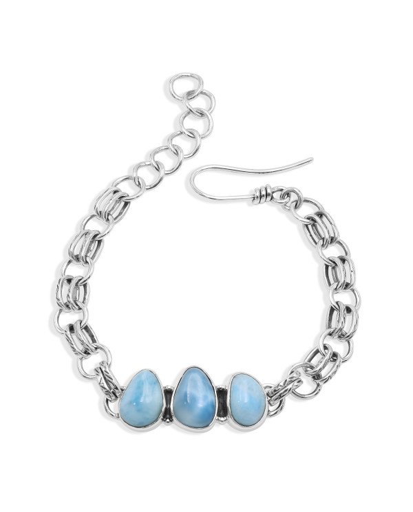 Larimar Bracelet | 925 Sterling Silver Handmade Gemstone Chain Jewelry