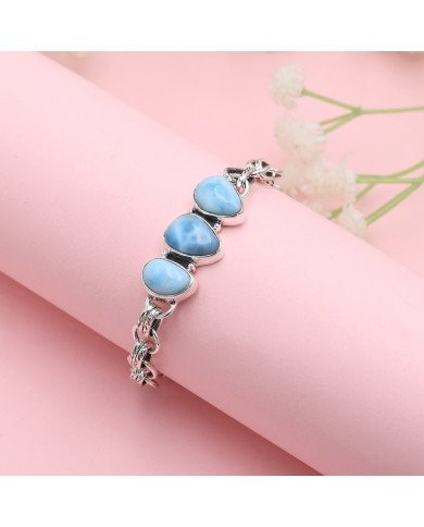 Larimar Bracelet | 925 Sterling Silver Handmade Gemstone Chain Jewelry