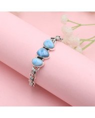 Larimar Bracelet | 925 Sterling Silver Handmade Gemstone Chain Jewelry