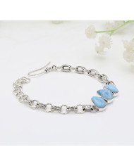 Larimar Bracelet | 925 Sterling Silver Handmade Gemstone Chain Jewelry