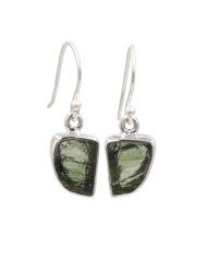 Raw Moldavite Dangling Earrings | 925 Sterling Silver Handmade Jewelry