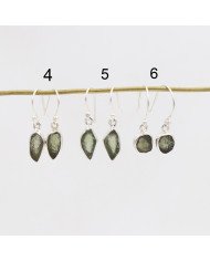 Raw Moldavite Dangling Earrings | 925 Sterling Silver Handmade Jewelry