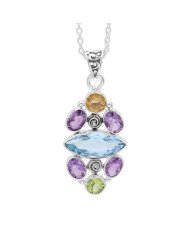 Sky Blue Topaz Peridot Amethyst Citrine Pendant 925 Sterling Silver