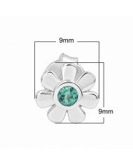 Emerald Stud Earrings in 925 Sterling Silver | Handmade Flower Design