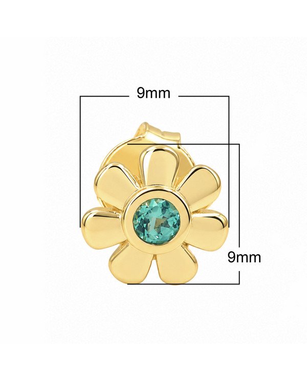 18K Gold Plated Floral Emerald Stud Earrings 925 Sterling Silver