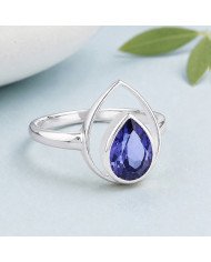 Tanzanite Ring 925 Sterling Silver | Pear Shape Gemstone Jewelry