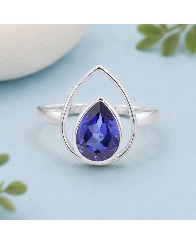 Tanzanite Ring 925 Sterling Silver | Pear Shape Gemstone Jewelry