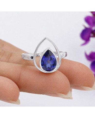 Tanzanite Ring 925 Sterling Silver | Pear Shape Gemstone Jewelry