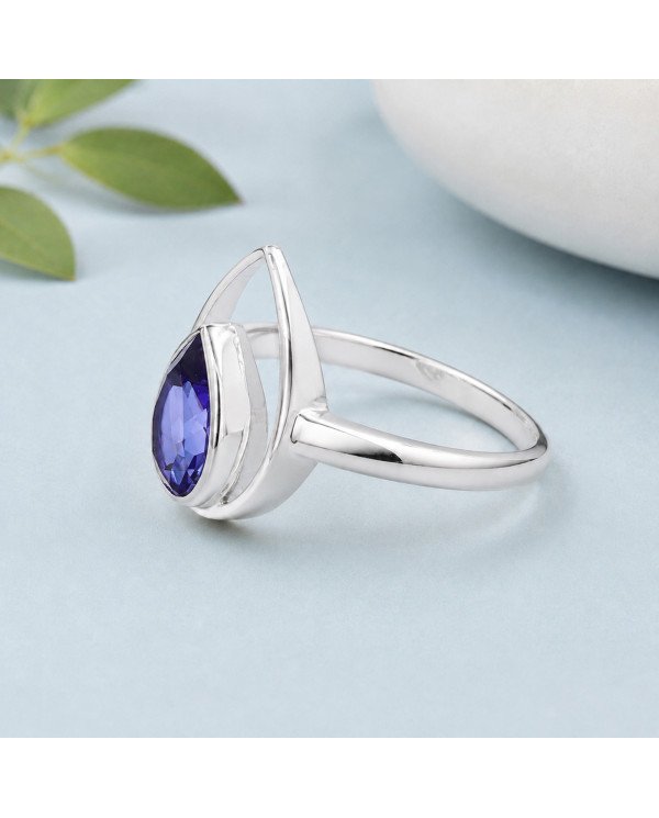 Tanzanite Ring 925 Sterling Silver | Pear Shape Gemstone Jewelry