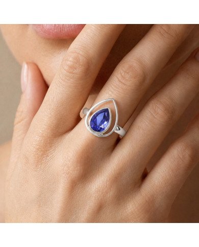 Tanzanite Ring 925 Sterling Silver | Pear Shape Gemstone Jewelry