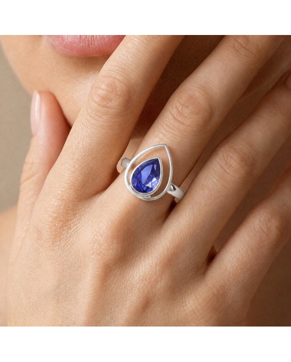 Tanzanite Ring 925 Sterling Silver | Pear Shape Gemstone Jewelry