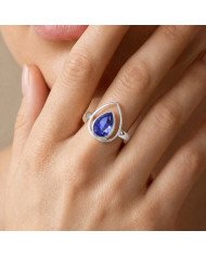 Tanzanite Ring 925 Sterling Silver | Pear Shape Gemstone Jewelry