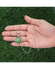 Natural Green Copper Turquoise Peridot Gemstone Sterling Silver Pendant | Jewels Artisan