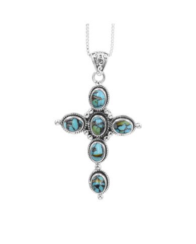 Natural Tibetan Turquoise Gemstone Sterling Silver Pendant | Jewels Artisan