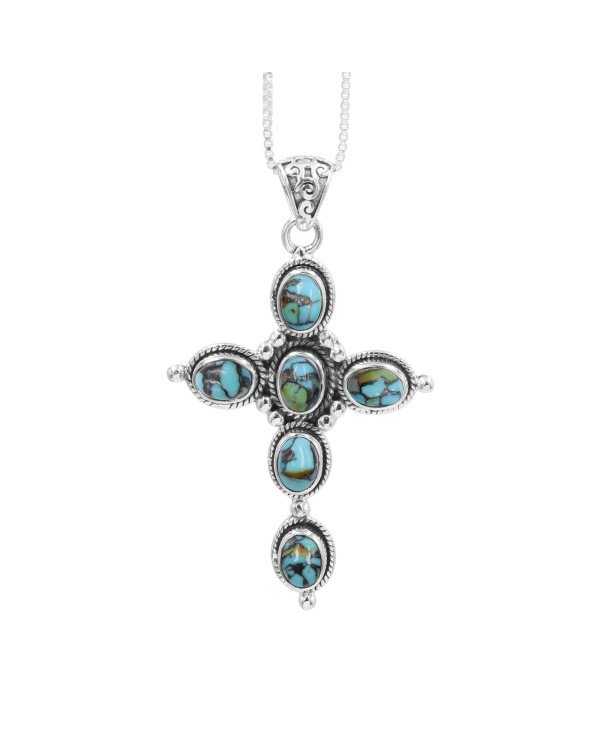 Natural Tibetan Turquoise Gemstone Sterling Silver Pendant | Jewels Artisan
