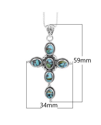 Natural Tibetan Turquoise Gemstone Sterling Silver Pendant | Jewels Artisan