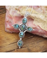 Natural Tibetan Turquoise Gemstone Sterling Silver Pendant | Jewels Artisan
