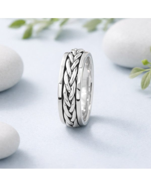 Sterling Silver Spinner Handmade Silver Meditation Anxiety Ring