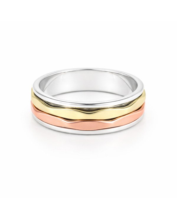 Two tone Spinner ring 925 sterling silver spinner ring silver ring