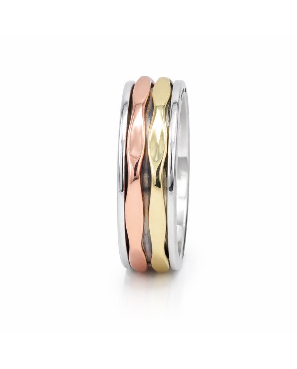 Two tone Spinner ring 925 sterling silver spinner ring silver ring