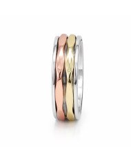 Two tone Spinner ring 925 sterling silver spinner ring silver ring