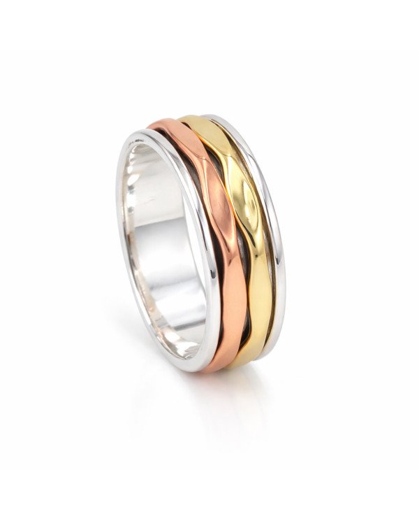 Two tone Spinner ring 925 sterling silver spinner ring silver ring