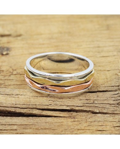 Two tone Spinner ring 925 sterling silver spinner ring silver ring