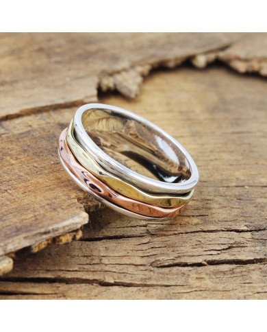 Two tone Spinner ring 925 sterling silver spinner ring silver ring