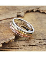 Two tone Spinner ring 925 sterling silver spinner ring silver ring