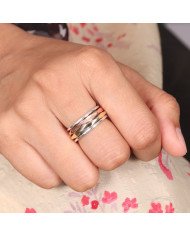 Two tone Spinner ring 925 sterling silver spinner ring silver ring